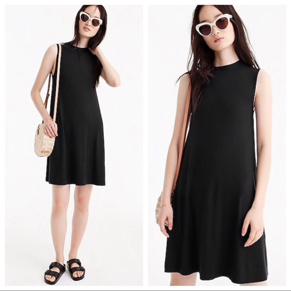 J Crew black swingy sleeveless shift dress S